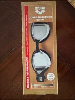Arena Cobra Tri Mirror Swipe Swim Goggles - Black/Silver -Swimming and Triathlon